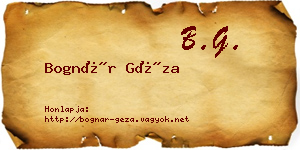 Bognár Géza névjegykártya