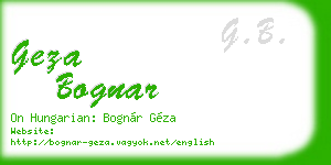 geza bognar business card